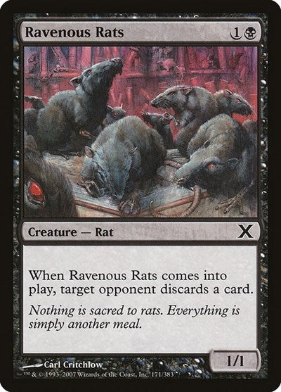 Ravenous Rats (10E) #171 Common (Lightly Played) 10th Edition Magic: The Gathering: 2007