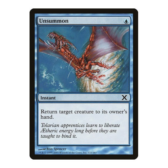 Unsummon (10E) #122 Common (Moderately Played) 10th Edition Magic: The Gathering: 2007