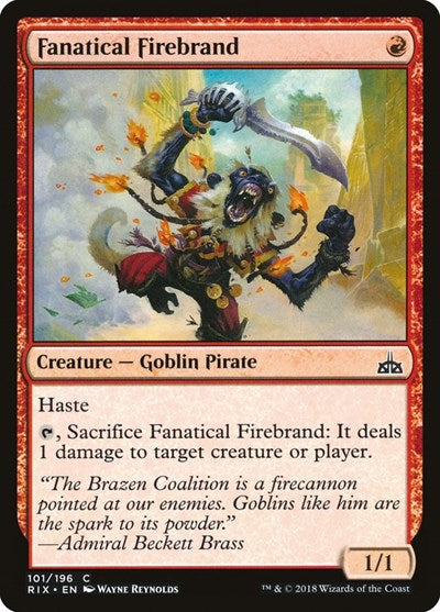 2018 Magic: Rivals of Ixalan (RIX) - Fanatical Firebrand (#101, Common) (Lightly Played)