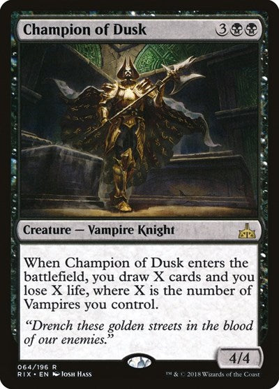 Champion of Dusk (RIX) #64 Rare (Lightly Played) Rivals of Ixalan Magic: The Gathering: 2018