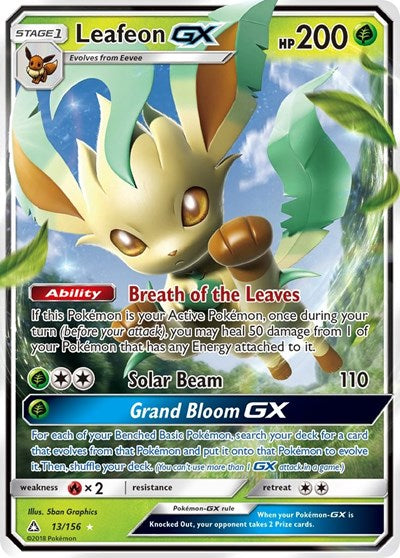 Leafeon GX (SM05) #13/156 Ultra Rare SM - Ultra Prism Pokemon: 2018