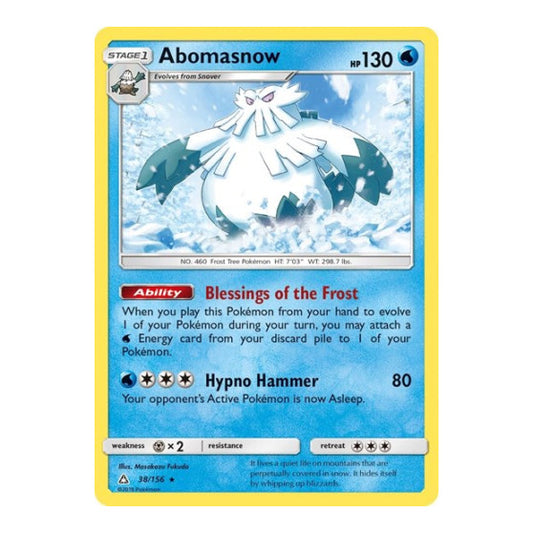 Abomasnow (SM05) #38/156 Rare (Reverse Holofoil Lightly Played) SM - Ultra Prism Pokemon: 2018