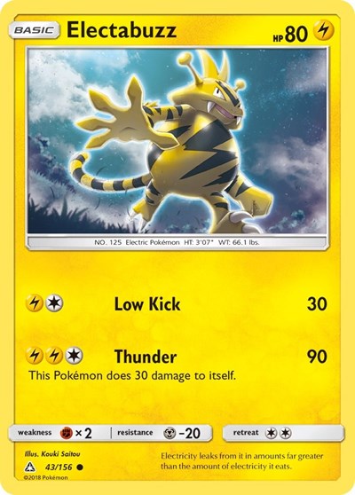 Electabuzz (SM05) #43/156 Common (Moderately Played) SM - Ultra Prism Pokemon: 2018