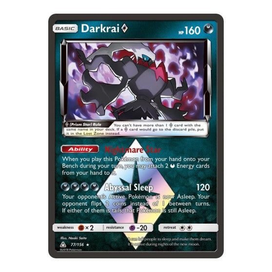 Darkrai Prism Star (SM05) #77/156 Prism Rare (Holofoil Lightly Played) SM - Ultra Prism Pokemon: 2018
