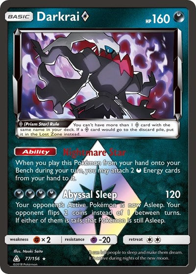 Darkrai Prism Star (SM05) #77/156 Prism Rare (Holofoil Near Mint) SM - Ultra Prism Pokemon: 2018