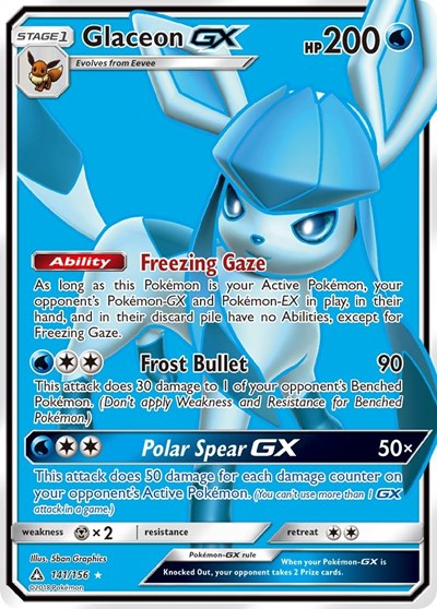 Glaceon GX Full Art (SM05) #141/156 Ultra Rare (Holofoil Lightly Played) SM - Ultra Prism Pokemon: 2018