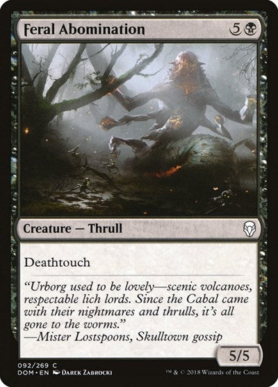 Feral Abomination (DOM) #92 Common (Lightly Played) Dominaria Magic: 2018
