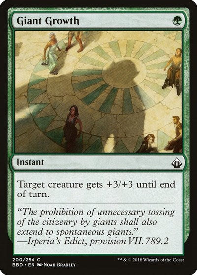 Giant Growth (BBD) #200 Common (Lightly Played) Battlebond Magic: 2018