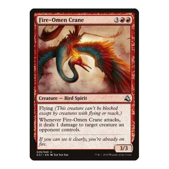 Fire-Omen Crane (GS1) #29 Uncommon (Lightly Played) Global Series Jiang Yanggu & Mu Yanling Magic: The Gathering: 2018