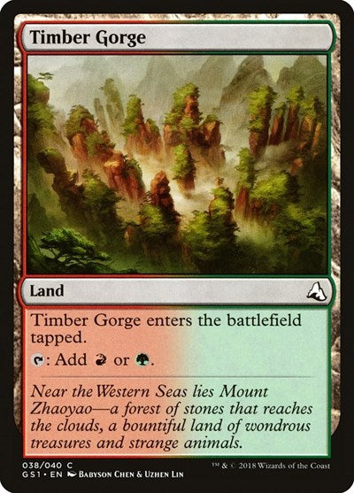 Timber Gorge (GS1) #38 Common (Lightly Played) Global Series Jiang Yanggu & Mu Yanling Magic: The Gathering: 2018