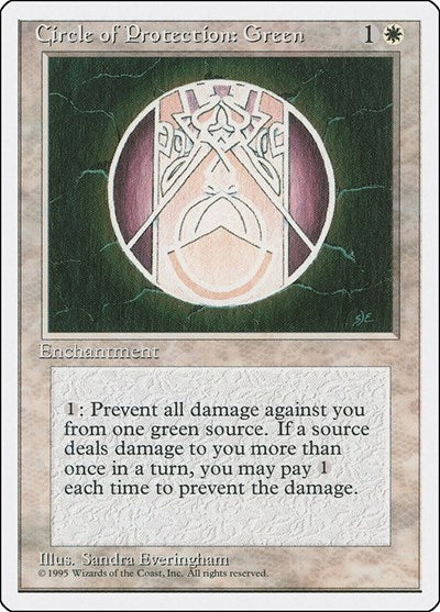 Circle of Protection Green (4ED) #16 Common (Heavily Played) Fourth Edition Magic: The Gathering: 1995