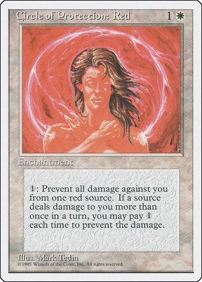 Circle of Protection Red (4ED) #17 Common (Heavily Played) Fourth Edition Magic: The Gathering: 1995