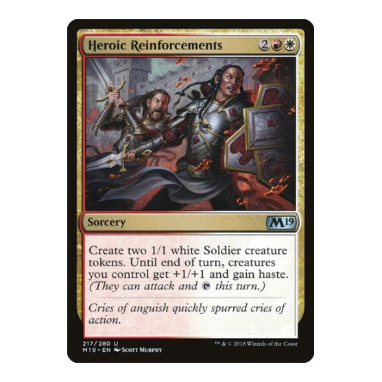 Heroic Reinforcements (M19) #217 Uncommon (Lightly Played) Core Set 2019 Magic: The Gathering: 2018