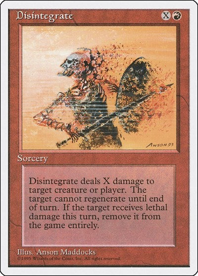 1995 Magic: Fourth Edition (4ED) - Disintegrate (#185, Common) (Heavily Played)