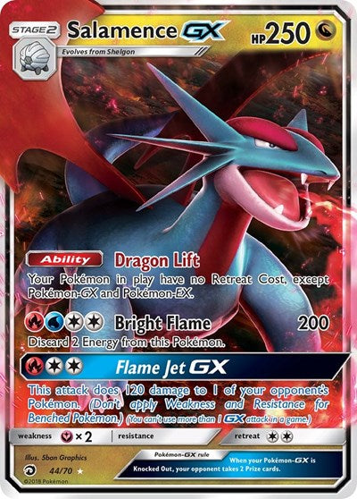 Salamence GX (DRM) #44/70 Ultra Rare (Holofoil Moderately Played) Dragon Majesty Pokemon: 2018