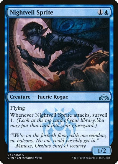Nightveil Sprite (GRN) #48 Uncommon (Lightly Played) Guilds of Ravnica Magic: The Gathering: 2018