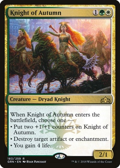 Knight of Autumn (GRN) #183 Rare (Moderately Played) Guilds of Ravnica Magic: The Gathering: 2018