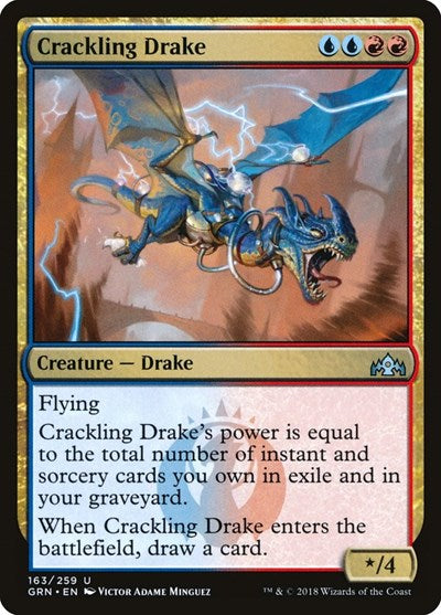 Crackling Drake (GRN) #163 Uncommon (Lightly Played) Guilds of Ravnica Magic: The Gathering: 2018