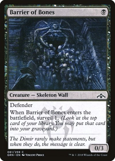 Barrier of Bones (GRN) #61 Common (Lightly Played) Guilds of Ravnica Magic: The Gathering: 2018