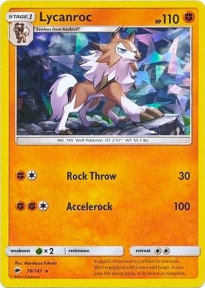 Lycanroc - 76/147 (Cracked Ice Holo) (PR) #076/147 Holo Rare (Holofoil Lightly Played) Deck Exclusives Pokemon: 2016