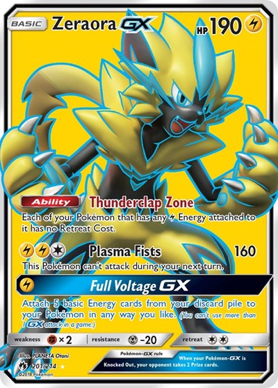 Zeraora GX Full Art (SM8) #201/214 Ultra Rare (Holofoil Near Mint) SM - Lost Thunder Pokemon: 2018