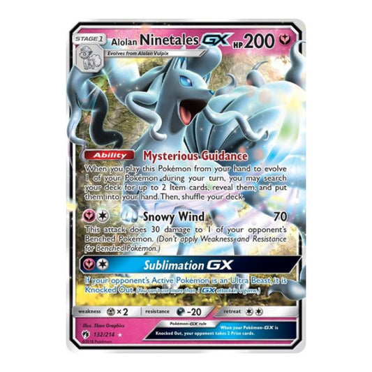 Alolan Ninetales GX (SM8) #132/214 Ultra Rare SM - Lost Thunder Pokemon: 2018