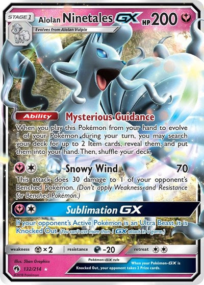 Alolan Ninetales GX (SM8) #132/214 Ultra Rare SM - Lost Thunder Pokemon: 2018