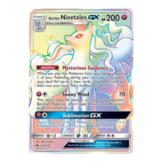 Alolan Ninetales GX (Secret) (SM8) #225/214 Secret Rare (Holofoil Moderately Played) SM - Lost Thunder Pokemon: 2018