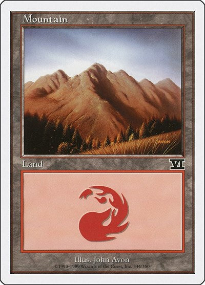 Mountain 344 (6ED) #344 Land (Lightly Played) Classic Sixth Edition Magic: The Gathering: 1999