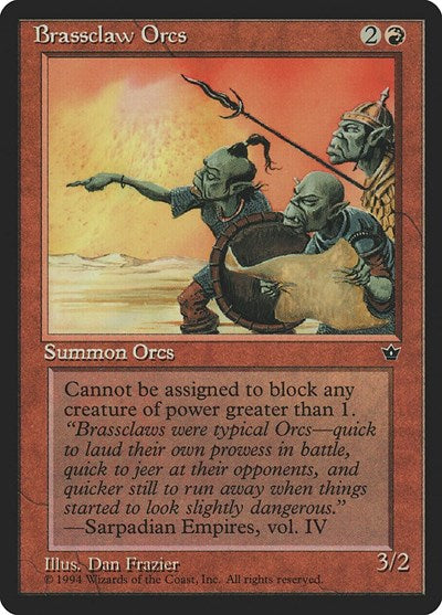 Brassclaw Orcs Frazier (FEM) #49b Common (Lightly Played) Fallen Empires Magic: The Gathering: 1994