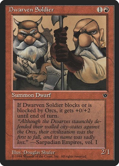 Dwarven Soldier Shuler (FEM) #53c Common (Moderately Played) Fallen Empires Magic: The Gathering: 1994