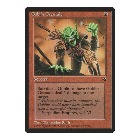 Goblin Grenade Rush (FEM) #56c Common (Lightly Played) Fallen Empires Magic: The Gathering: 1994