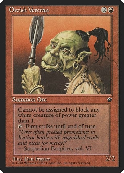 Orcish Veteran (Frazier) (FEM) #62b Common (Heavily Played) Fallen Empires Magic: The Gathering: 1994