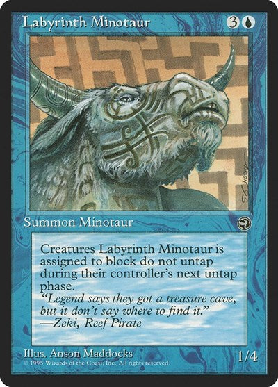 Labyrinth Minotaur Version 2 (HML) #30b Common (Heavily Played) Homelands Magic: The Gathering: 1995