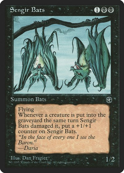 Sengir Bats Version 2 (HML) #57b Common (Heavily Played) Homelands Magic: 1995