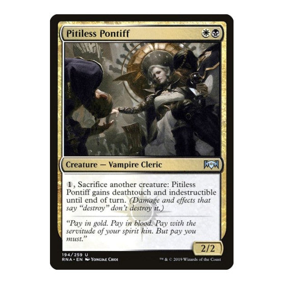 Pitiless Pontiff (RNA) #194 Uncommon (Lightly Played) Ravnica Allegiance Magic: The Gathering: 2019