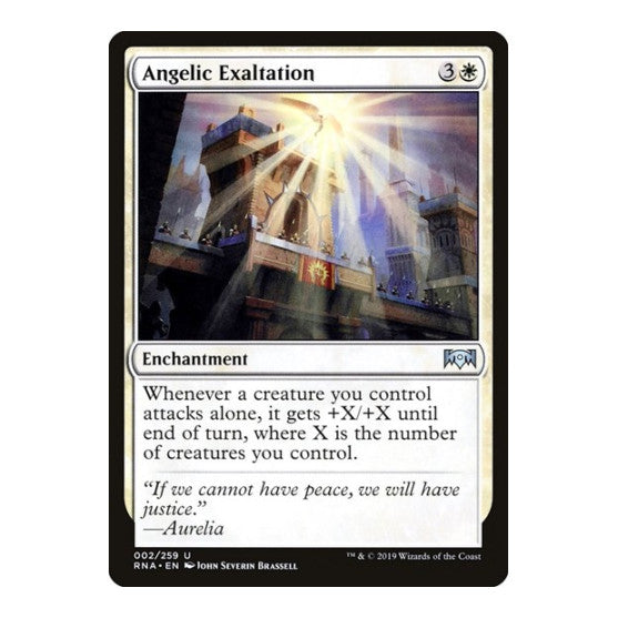 Angelic Exaltation (RNA) #2 Uncommon (Lightly Played) Ravnica Allegiance Magic: The Gathering: 2019