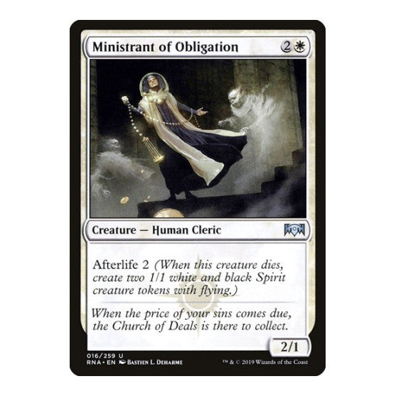 Ministrant of Obligation (RNA) #16 Uncommon (Lightly Played) Ravnica Allegiance Magic: The Gathering: 2019