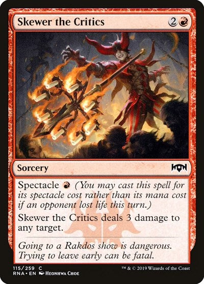 Skewer the Critics (RNA) #115 Common Ravnica Allegiance Magic: 2019