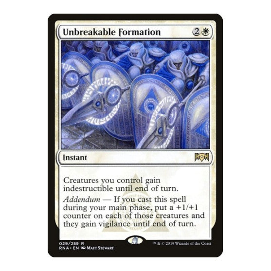 Unbreakable Formation (RNA) #29 Rare (Lightly Played) Ravnica Allegiance Magic: The Gathering: 2019