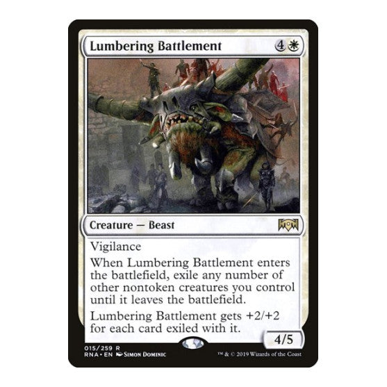 Lumbering Battlement (RNA) #15 Rare (Lightly Played) Ravnica Allegiance Magic: The Gathering: 2019
