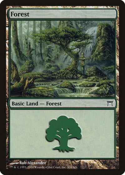 Forest 304 (CHK) #304 Land (Lightly Played) Champions of Kamigawa Magic: The Gathering: 2004