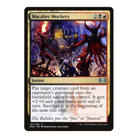 Macabre Mockery (RNA) #191 Uncommon (Lightly Played) Ravnica Allegiance Magic: The Gathering: 2019