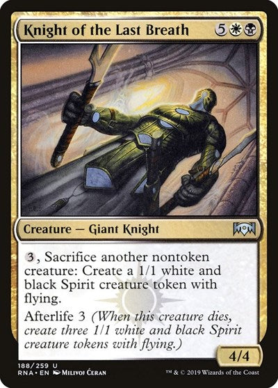 Knight of the Last Breath (RNA) #188 Uncommon (Foil Lightly Played) Ravnica Allegiance Magic: The Gathering: 2019