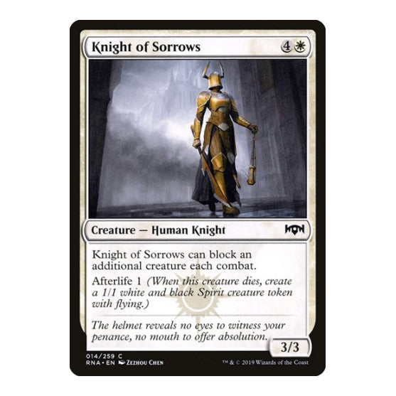 Knight of Sorrows (RNA) #14 Common (Lightly Played) Ravnica Allegiance Magic: The Gathering: 2019