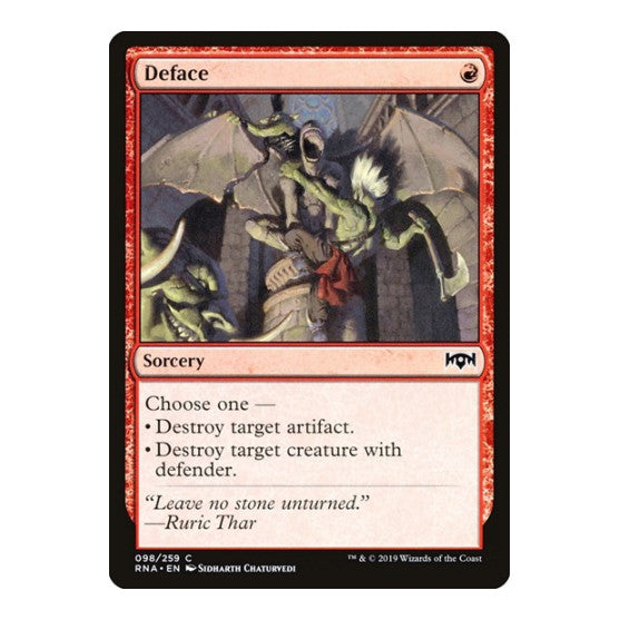 Deface (RNA) #98 Common (Lightly Played) Ravnica Allegiance Magic: The Gathering: 2019