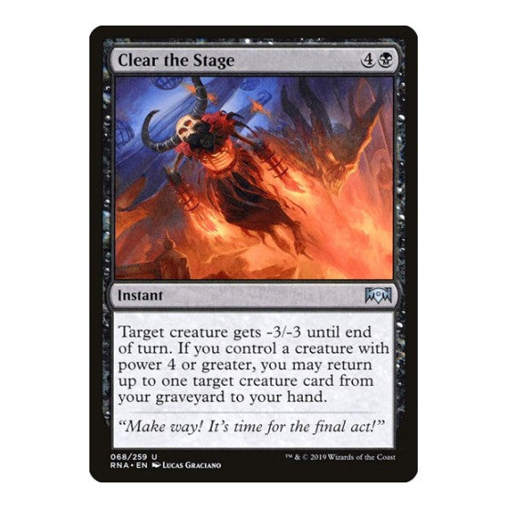 Clear the Stage (RNA) #68 Uncommon (Lightly Played) Ravnica Allegiance Magic: The Gathering: 2019