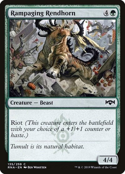 Rampaging Rendhorn (RNA) #135 Common (Lightly Played) Ravnica Allegiance Magic: The Gathering: 2019