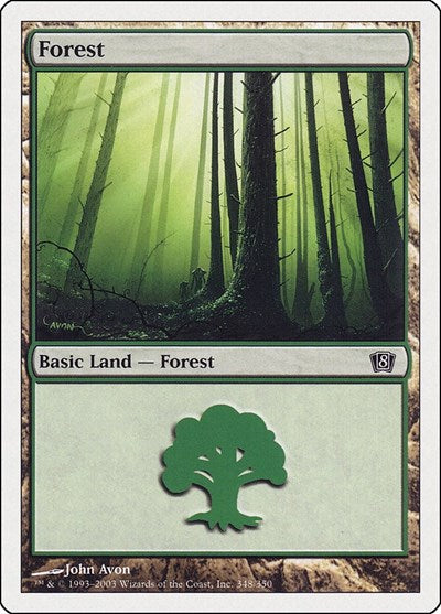Forest 348 (8ED) #348★ Land (Heavily Played) 8th Edition Magic: The Gathering: 2003