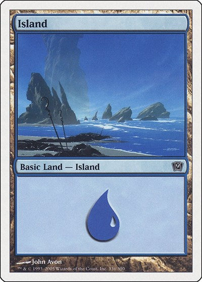 Island 336 (9ED) #336★ Land (Heavily Played) 9th Edition Magic: The Gathering: 2005